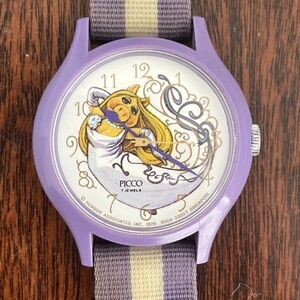 Vintage Picco Miss Piggy Purple And White Watch NOT WORKING